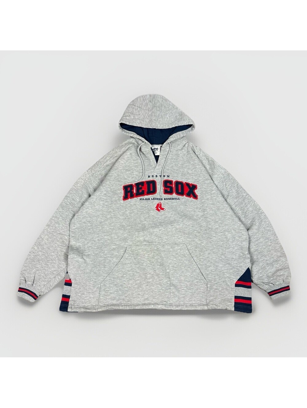 Vintage Boston Red Sox Hoodie Mens 2Xl Grey Lee Sport MLB 90s Lee Sport 1/4 Zip